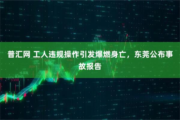 普汇网 工人违规操作引发爆燃身亡，东莞公布事故报告